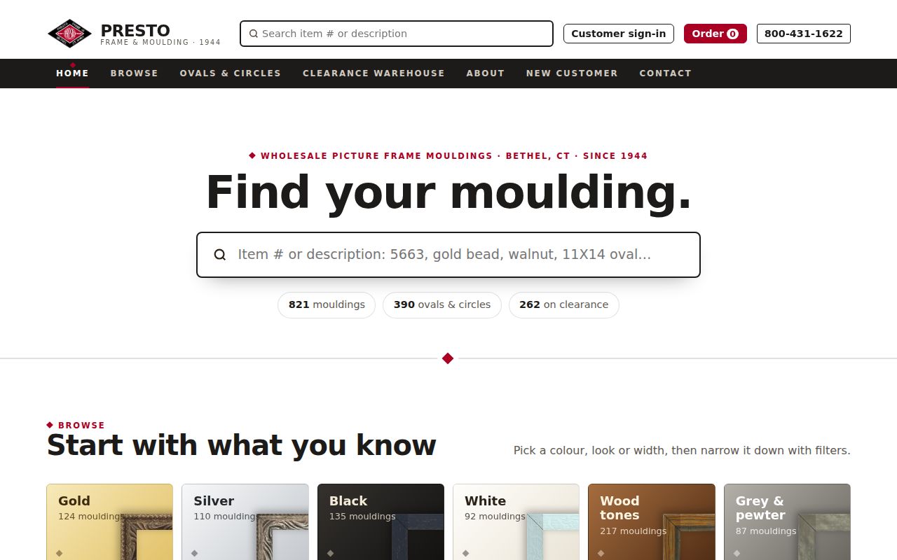 Presto Frame & Moulding website built by socAl sItes