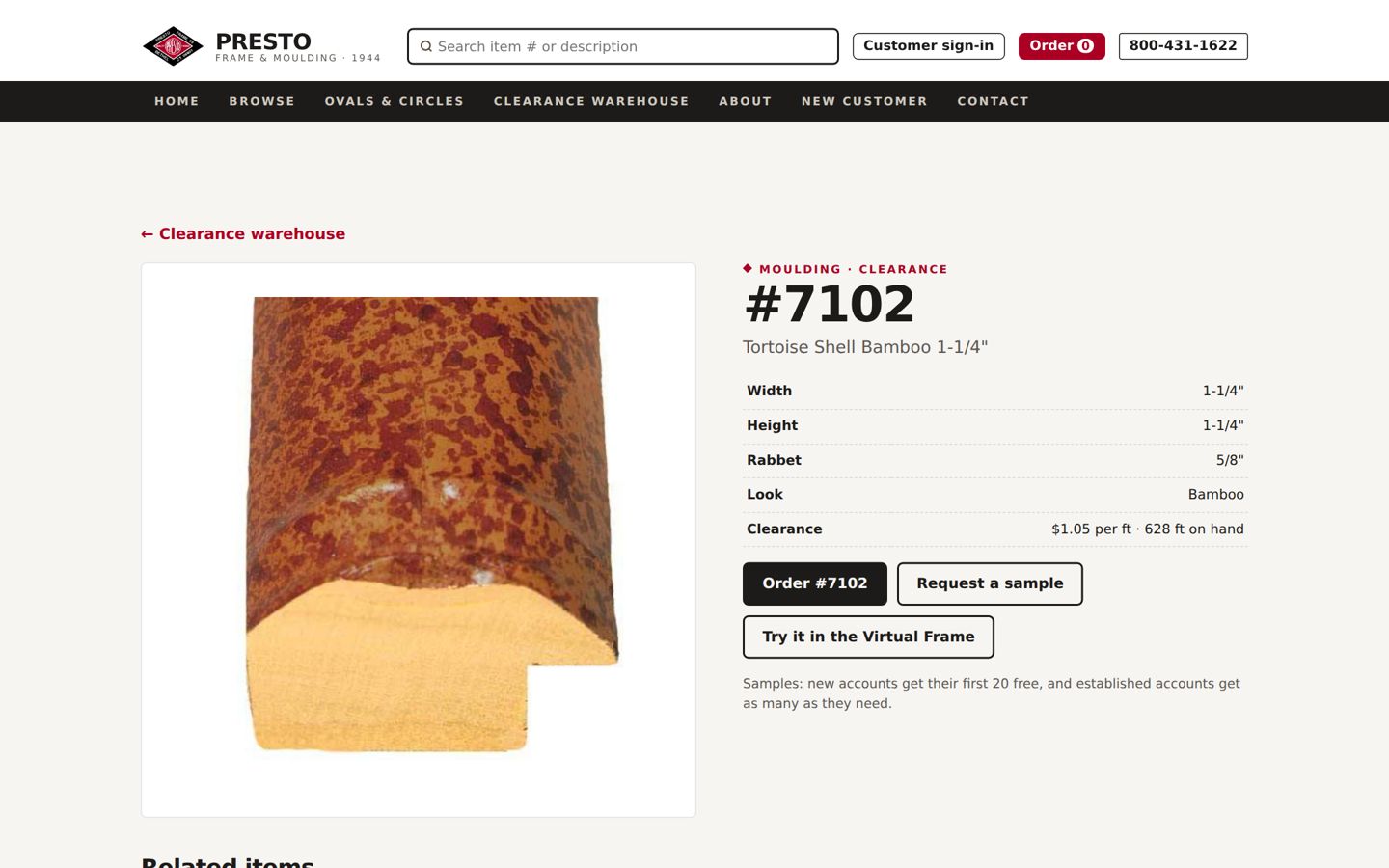 Presto item page