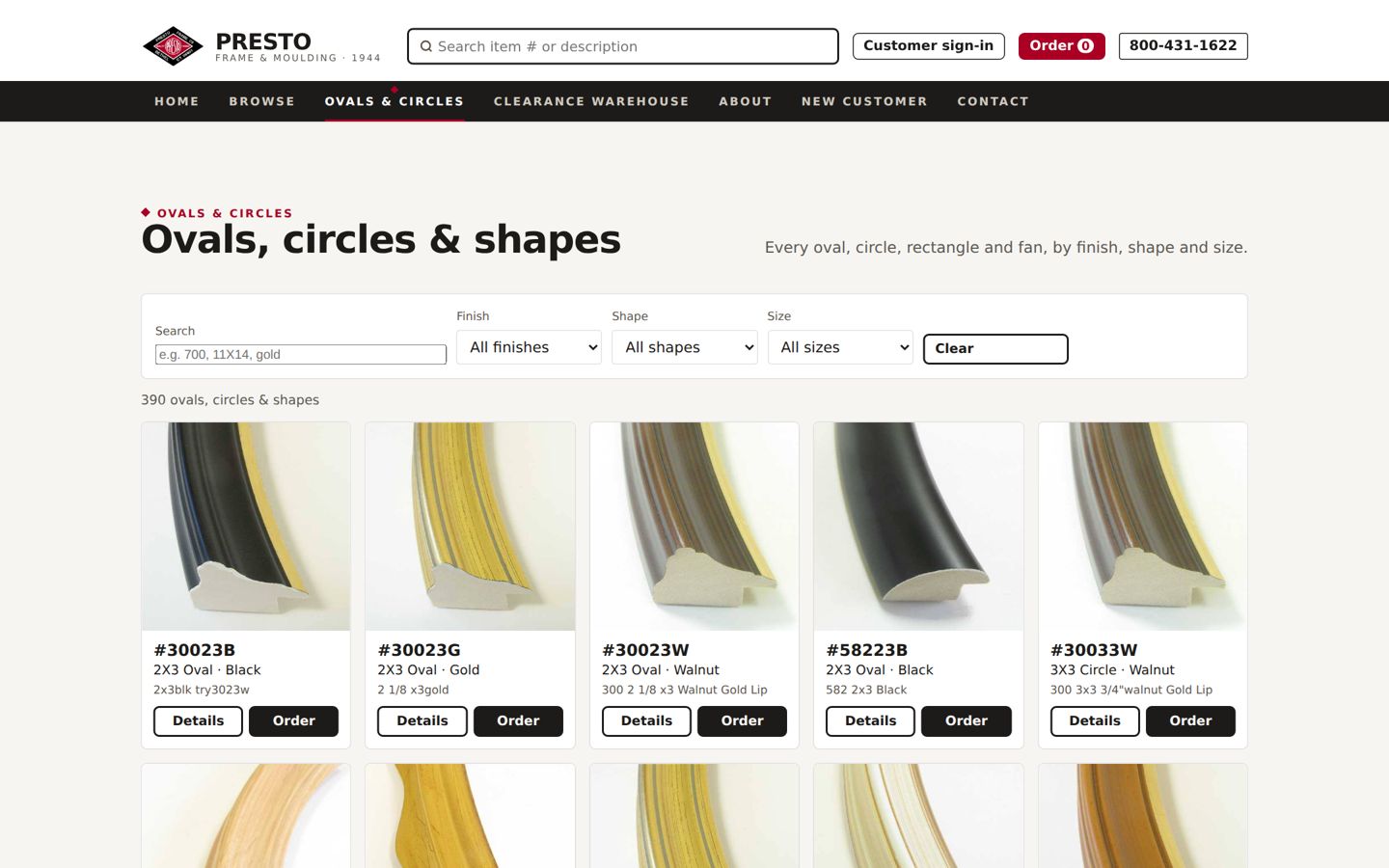 Presto ovals and circles